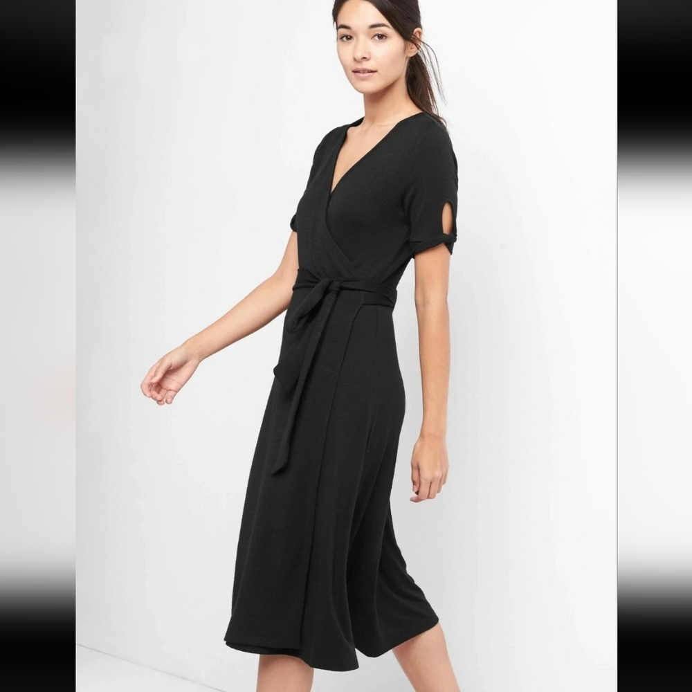 GAP Black Midi Wrap Dress